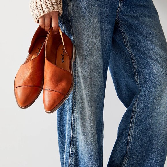 Free People Shoes - Free People Royale Leather D'Orsay Flats Whiskey 38